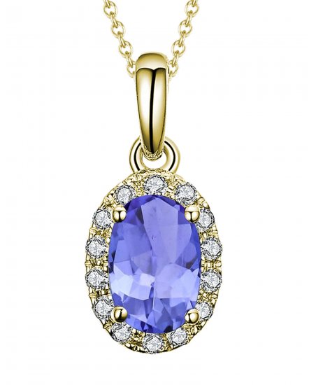 OVAL COLORED STONE DIAMOND PENDANT (VP407)